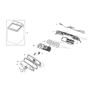 Control Panel Diagram and Parts List for WA48H7400AW A2-0000 Samsung Washer