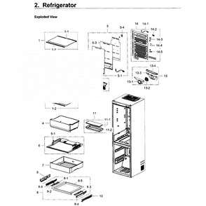 Fridge Diagram and Parts List for RB12J8896S4 AA-01 Samsung Refrigerator