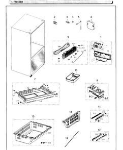 Freezer Diagram and Parts List for RF26HFENDWW AA-0001 Samsung Refrigerator