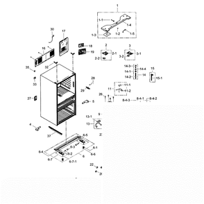 Cabinet Diagram and Parts List for RF24FSEDBSR AA-04 Samsung Refrigerator