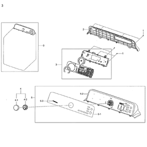 Control Panel Diagram and Parts List for DV48H7400EW A2-02 Samsung Dryer