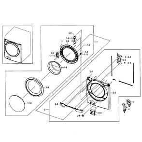 Front/door Assy Diagram and Parts List for WF435ATGJRA A1-0001 Samsung Washer