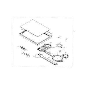 Cooktop Assembly Diagram and Parts List for NE59J7750WS AA-0000 Samsung Range