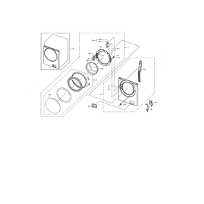 Front Frame And Door Diagram and Parts List for WF338AAB XAA-01 Samsung Washer