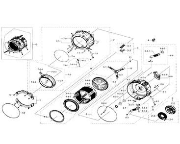 Tub & Drum Diagram and Parts List for WF393BTPARA A1-0000 Samsung Washer