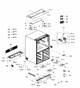 Cabinet Diagram and Parts List for RF34H9960S4 AA-0003 Samsung Refrigerator
