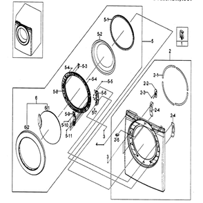 Door Assembly Diagram and Parts List for DV203AGS XAA-00 Samsung Dryer