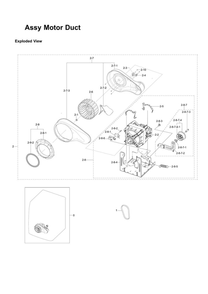 Motor Duct Assembly Diagram and Parts List for DVG60M9900V A3-02 Samsung Dryer