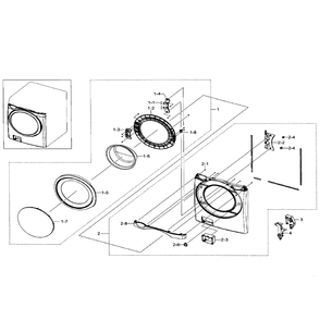 Frame Front And Door Diagram and Parts List for WF511ABW XAA-0001 Samsung Washer