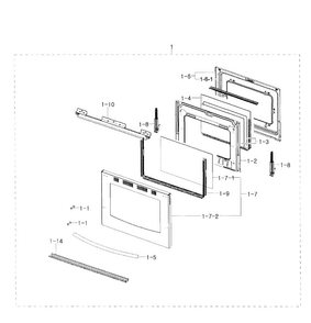 Door Assy Diagram and Parts List for NX58H5650WS AA-0000 Samsung Range