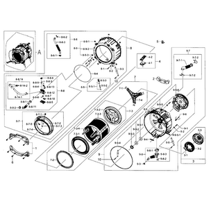 Tub & Drum Diagram and Parts List for WF457ARGSWR AA-0000 Samsung Washer