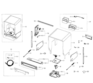 Case Assy Diagram and Parts List for DW80H9930MO AA-0000 Samsung Dishwasher
