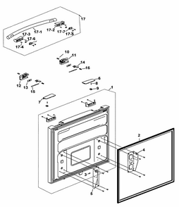 Freezer Door Diagram and Parts List for RF197ACBP XAA-0000 Samsung Refrigerator