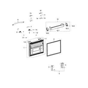 Freezer Door Diagram and Parts List for RFG237AAWP XAA-05 Samsung Refrigerator