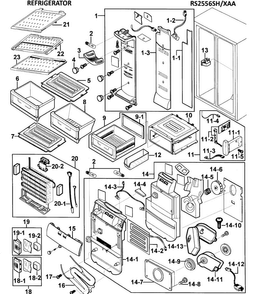 Refrigerator Diagram and Parts List for RS2556SH XAA-0000 Samsung Refrigerator