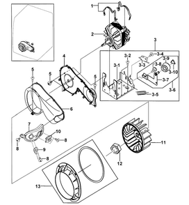 Motor Assy Diagram and Parts List for DV337AGG XAA-0000 Samsung Dryer