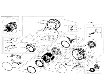 Tub & Drum Diagram and Parts List for WF511ABW XAA-0000 Samsung Washer