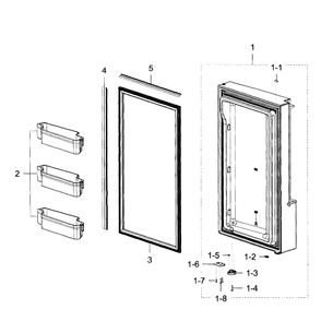 Door Rt-Freezer Diagram and Parts List for RF32FMQDBSR AA-0006 Samsung Refrigerator
