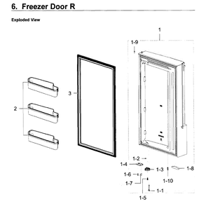 Freezer Door R Diagram and Parts List for RF22K9581SG AA-02 Samsung Refrigerator