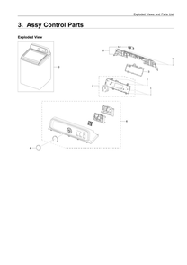 Control Assembly Diagram and Parts List for WA45M3100AW A4-00 Samsung Washer