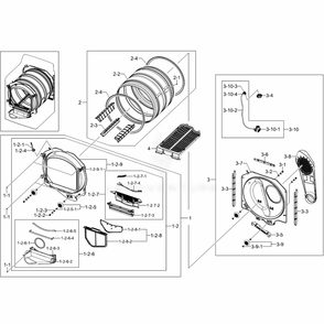 Assembly Drum Diagram and Parts List for DV5451AEW (XAC)(0003) Samsung Dryer