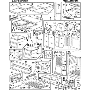 Refrigerator Diagram and Parts List for RF266ADPN XAA-00 Samsung Refrigerator