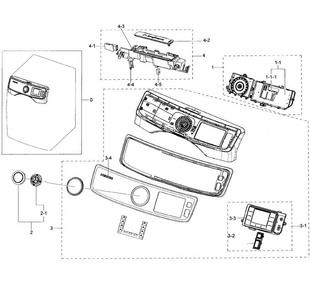 Control Panel Diagram and Parts List for DV50K7500GW A3-0000 Samsung Dryer