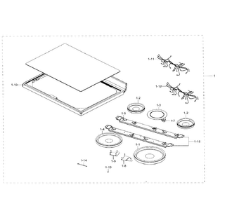 Cooktop Diagram and Parts List for NE59J7630SB AA-0002 Samsung Range