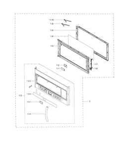 Door Diagram and Parts List for ME21H706MQW AA-00 Samsung Microwave