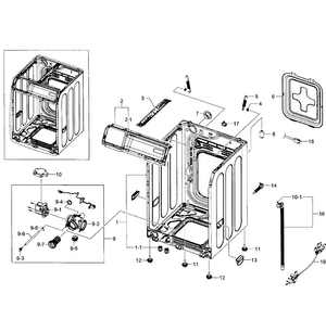 Cabinet Assy Diagram and Parts List for WF363BTBEUF A1-0001 Samsung Washer