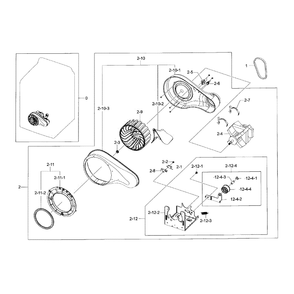 Motor Duct Diagram and Parts List for DV48H7400EP A2-0000 Samsung Dryer