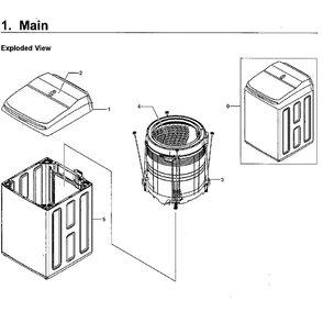 Main Assembly Diagram and Parts List for WA54M8750AV A4-0000 Samsung Washer