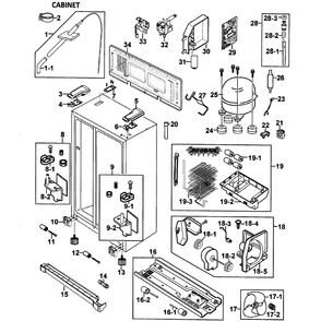 Cabinet Diagram and Parts List for RS275ACPN XAA-0000 Samsung Refrigerator