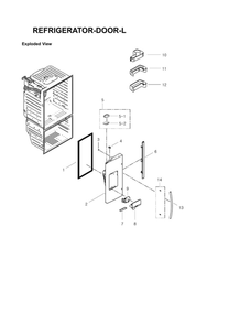 Left Refrigerator Door Parts Diagram and Parts List for RFG29THDBP XAA-00 Samsung Refrigerator
