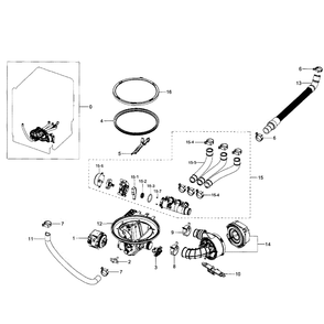 Pum Diagram and Parts List for DW80H9970US AA-01 Samsung Dishwasher