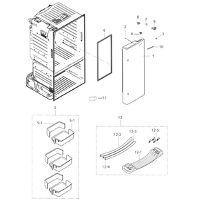 Fridge Door R Diagram and Parts List for RF263TEAESR AA-0004 Samsung Refrigerator