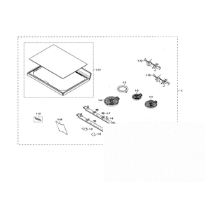 Cooktop Diagram and Parts List for NE59N6630SS AA-00 Samsung Range