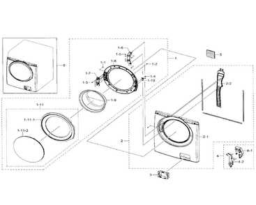 Frame Front & Door Diagram and Parts List for WF330ANW XAA-0001 Samsung Washer