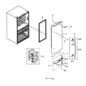 Right Door Diagram and Parts List for RF31FMESBSR AA-01 Samsung Refrigerator