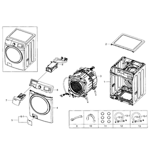 Main Assy Diagram and Parts List for WF511ABW XAA-0003 Samsung Washer