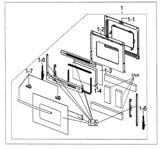 Door Assy Diagram and Parts List for FTQ352IWUW XAA-00 Samsung Range