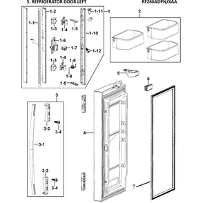 Left Door Diagram and Parts List for RF266ADPN XAA-00 Samsung Refrigerator