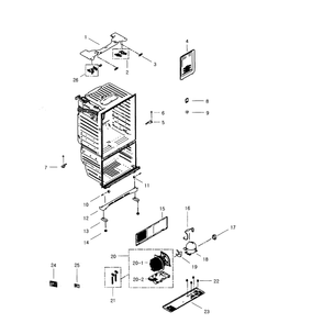 Cabinet Diagram and Parts List for RFG296HDRS XAA-01 Samsung Refrigerator