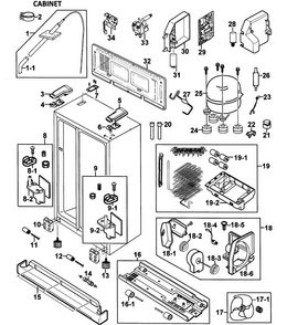 Cabinet Diagram and Parts List for RS265LBWP XAA-0000 Samsung Refrigerator