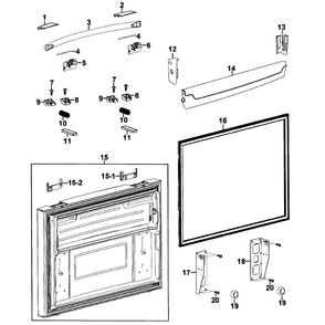 Freezer Door Diagram and Parts List for RFG237AAWP XAA-0003 Samsung Refrigerator