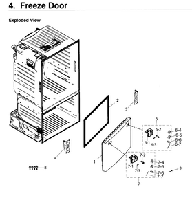 Freezer Door Diagram and Parts List for RF263TEAEWW AA-0004 Samsung Refrigerator