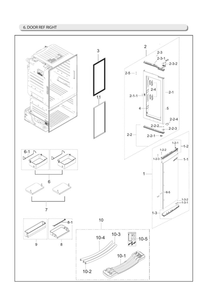 Right Refrigerator Door Parts Diagram and Parts List for RF28HDEDBSG AA-00 Samsung Refrigerator