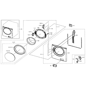 Frame Front And Door Diagram and Parts List for WF330ANB XAA-03 Samsung Washer