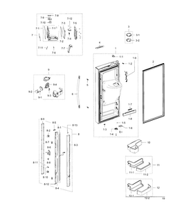 Fridge Door L Diagram and Parts List for RFG297HDWP XAA-0001 Samsung Refrigerator