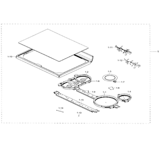 Cook Top Diagram and Parts List for NE59J7630SG AA-0000 Samsung Range